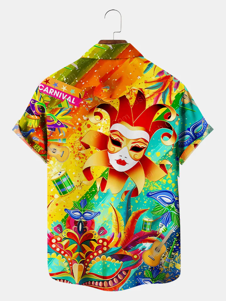 Men's Mardi Gras Elements Graphic Festive Short Sleeve Shirt