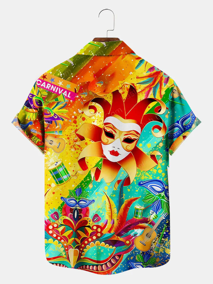 Men's Mardi Gras Elements Graphic Festive Short Sleeve Shirt