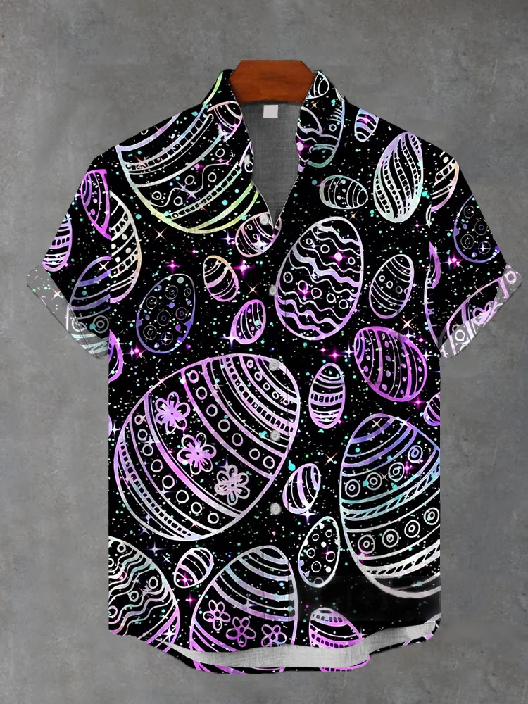 Men's Easter Print Short Sleeve Shirt