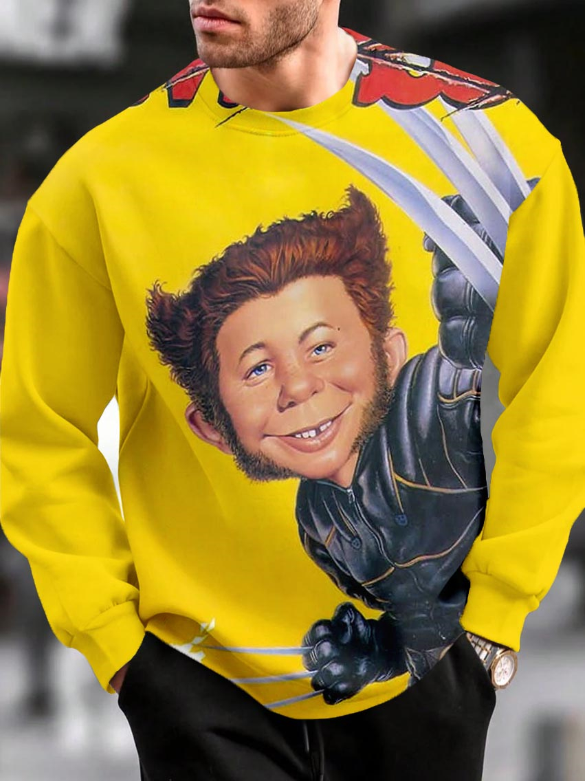 Men's Casual Classic Cartoon Pattern Long Sleeve Sweater