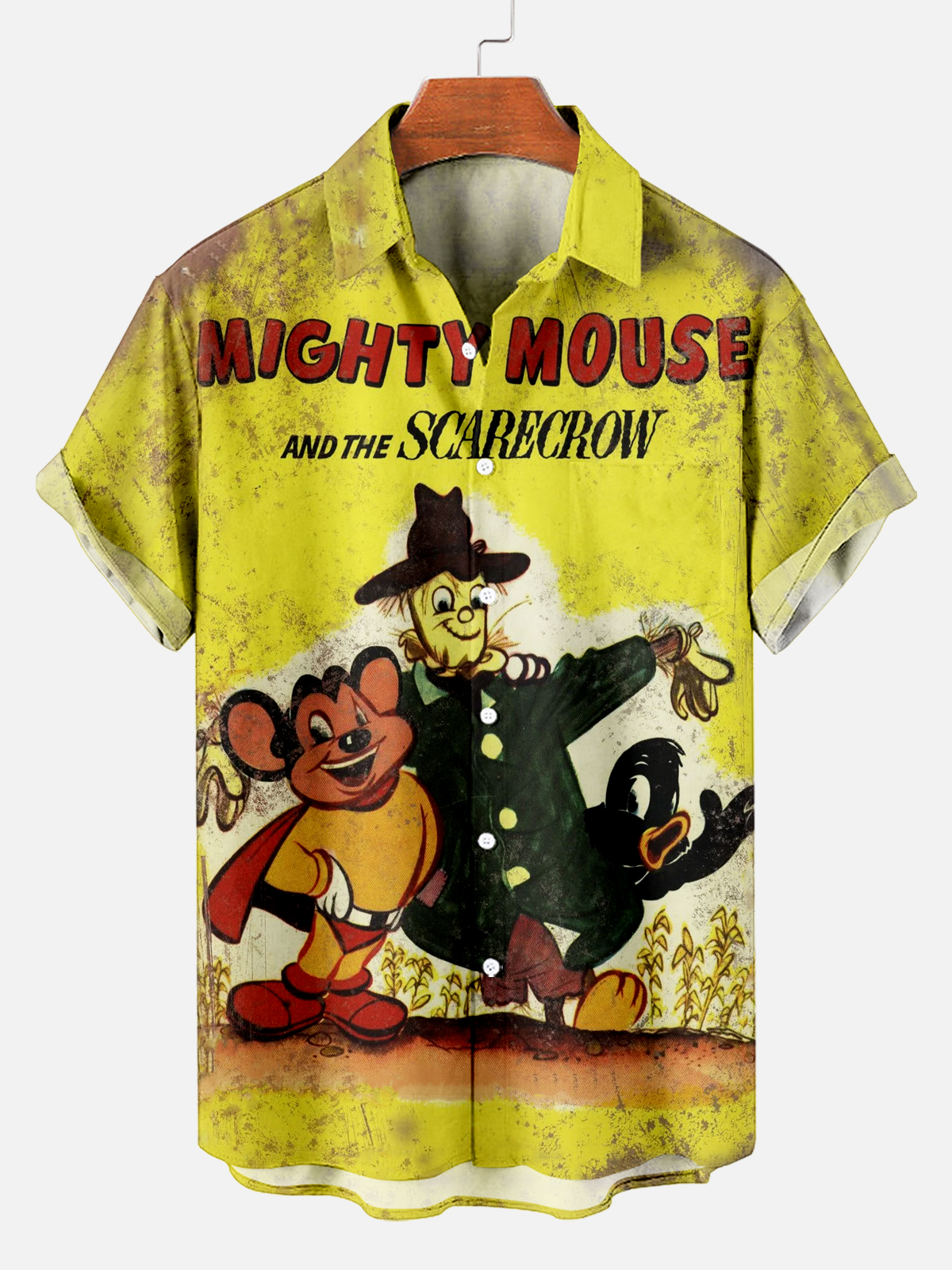 Classic Retro Cartoon Pattern Short Sleeve Shirt
