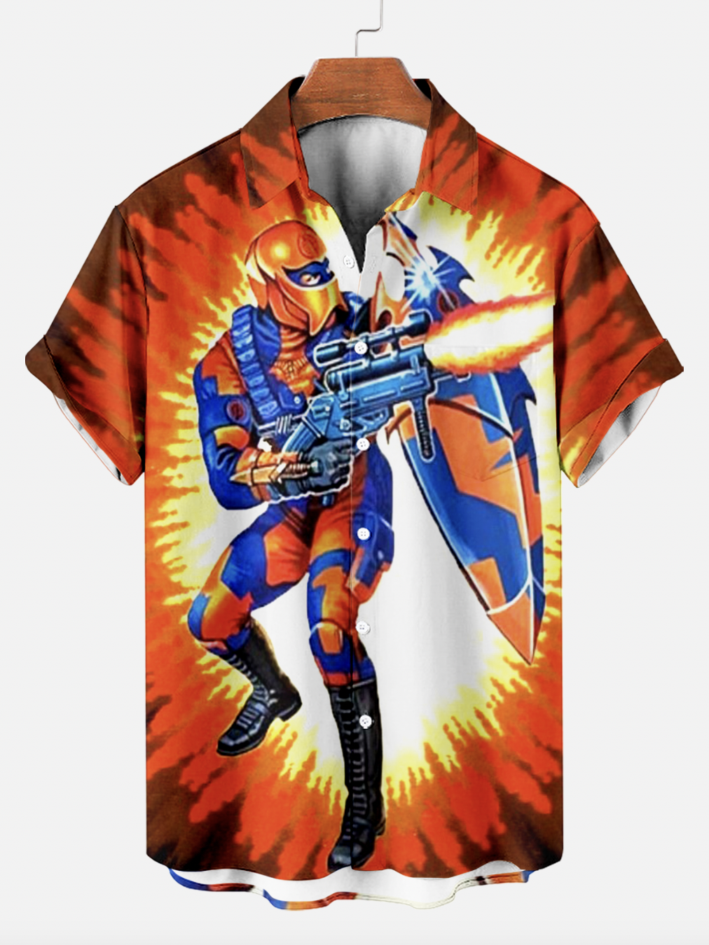Men's Classic Retro War Cartoon Short Sleeve Shirt