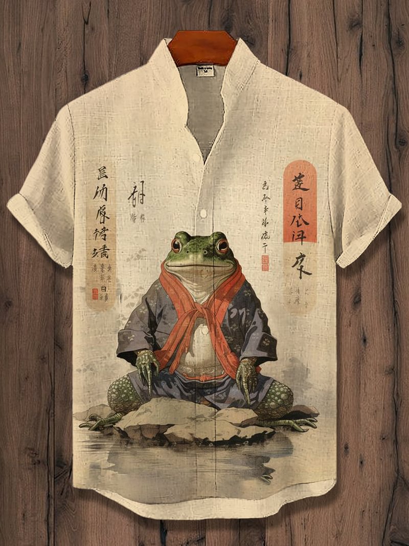 Men's Japanese Art Pattern Short Sleeve Shirt