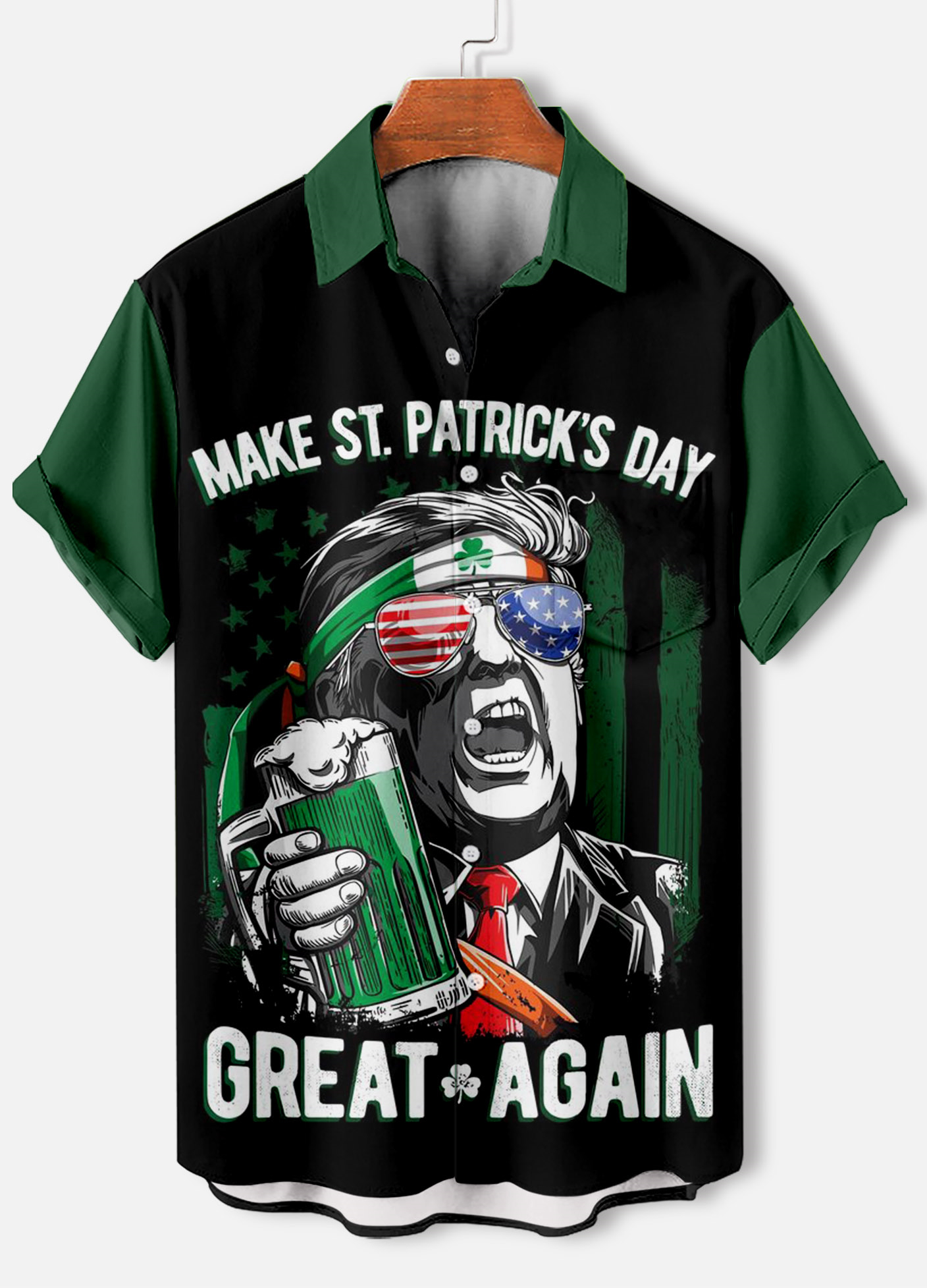 Men's Casual St. Patrick's Day Graphic Short Sleeve Shirt