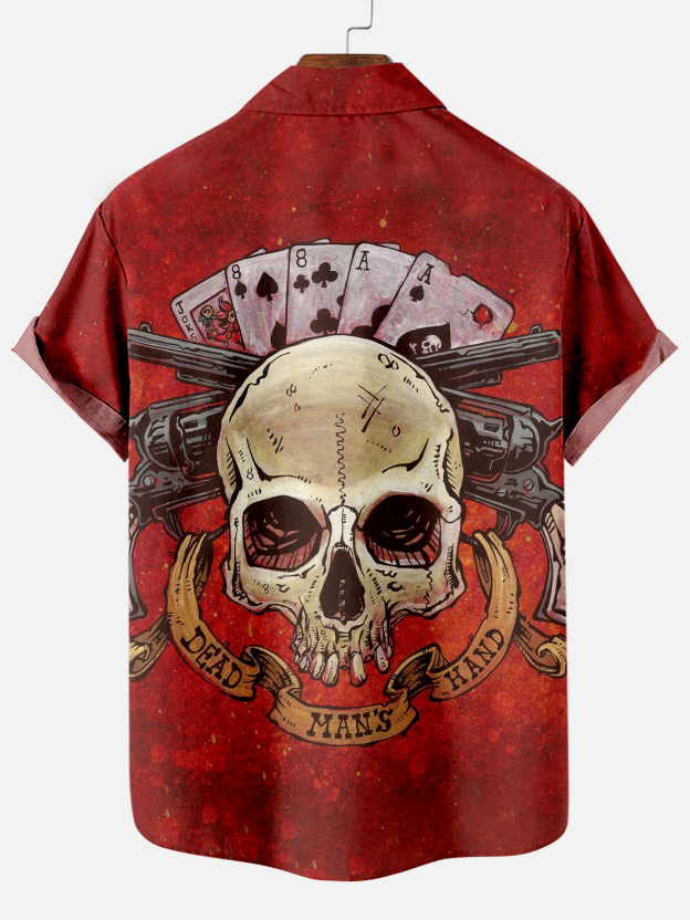 Men's Classic Day of the Dead Skull Graphic Short Sleeve Shirt