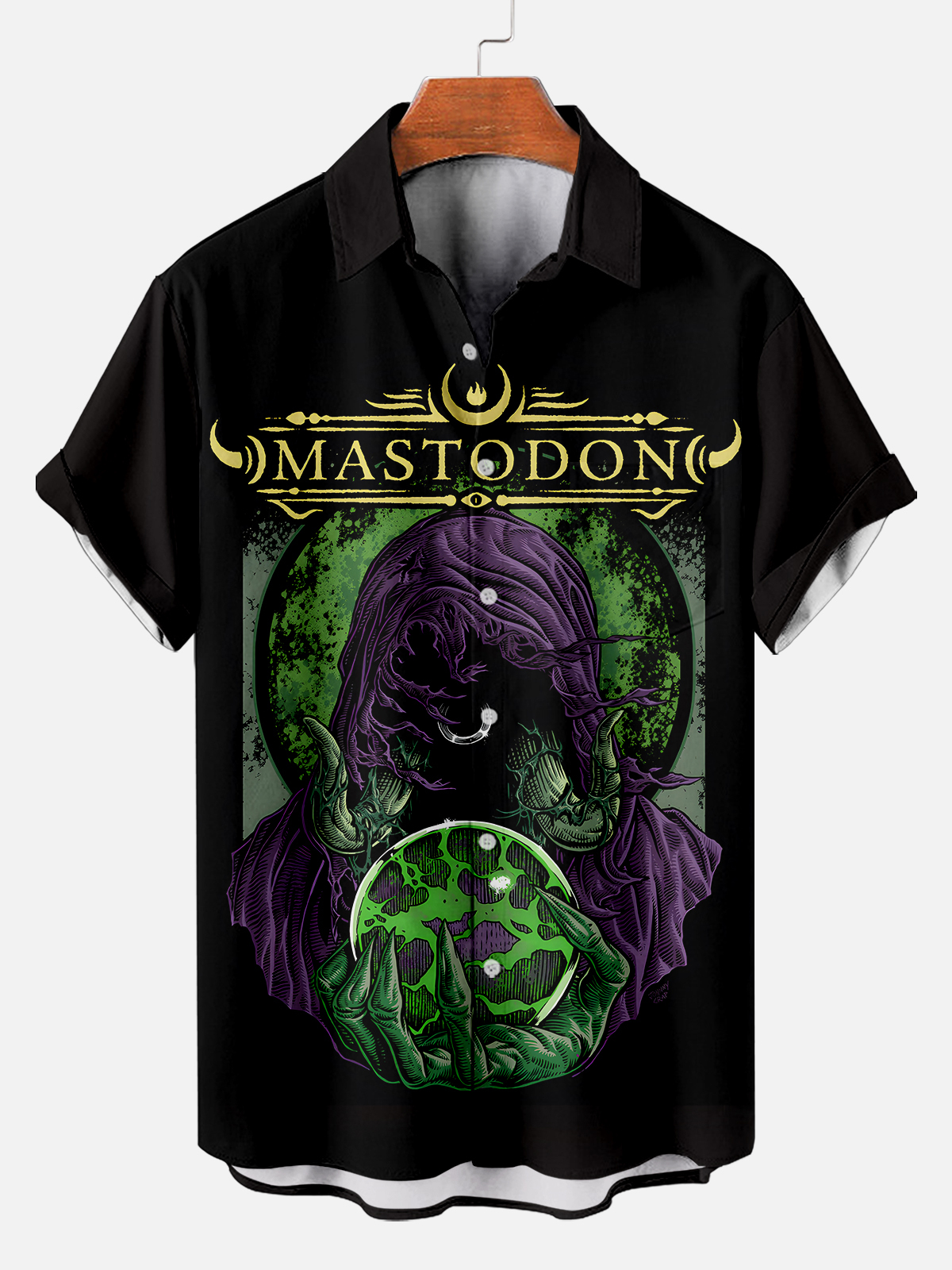 [Copy]Men's Vintage Witch Oil Painting Art Halloween Short Sleeve Shirt