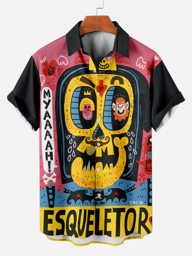 [Copy]Men's Vintage Witch Oil Painting Art Halloween Short Sleeve Shirt