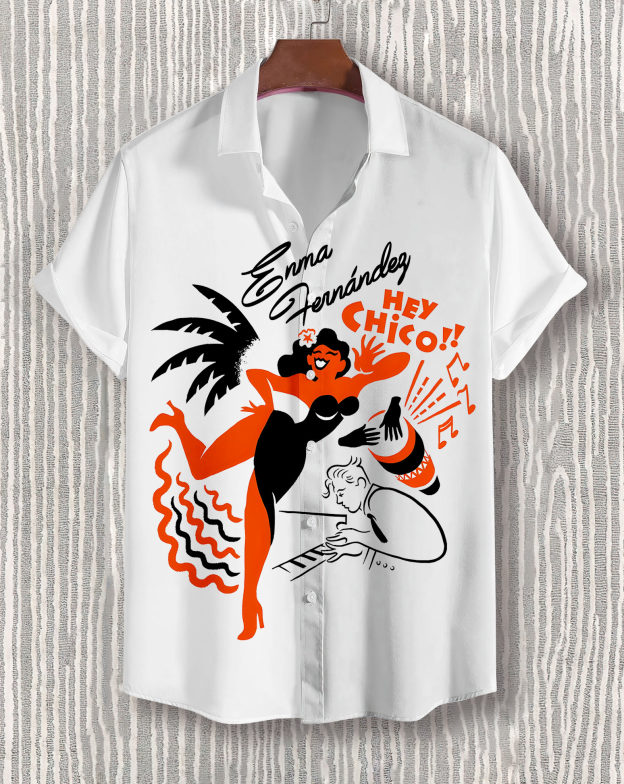 Men's Hawaiian Illustrated Short Sleeve Shirt