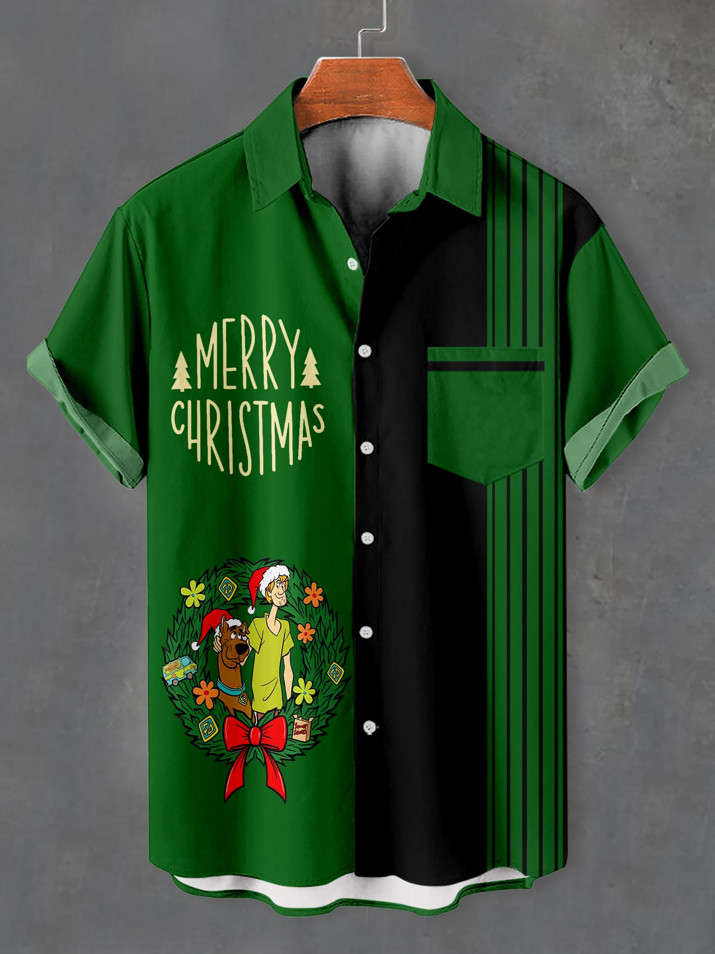 Men's Christmas Cartoon Graphic Short Sleeve Shirt