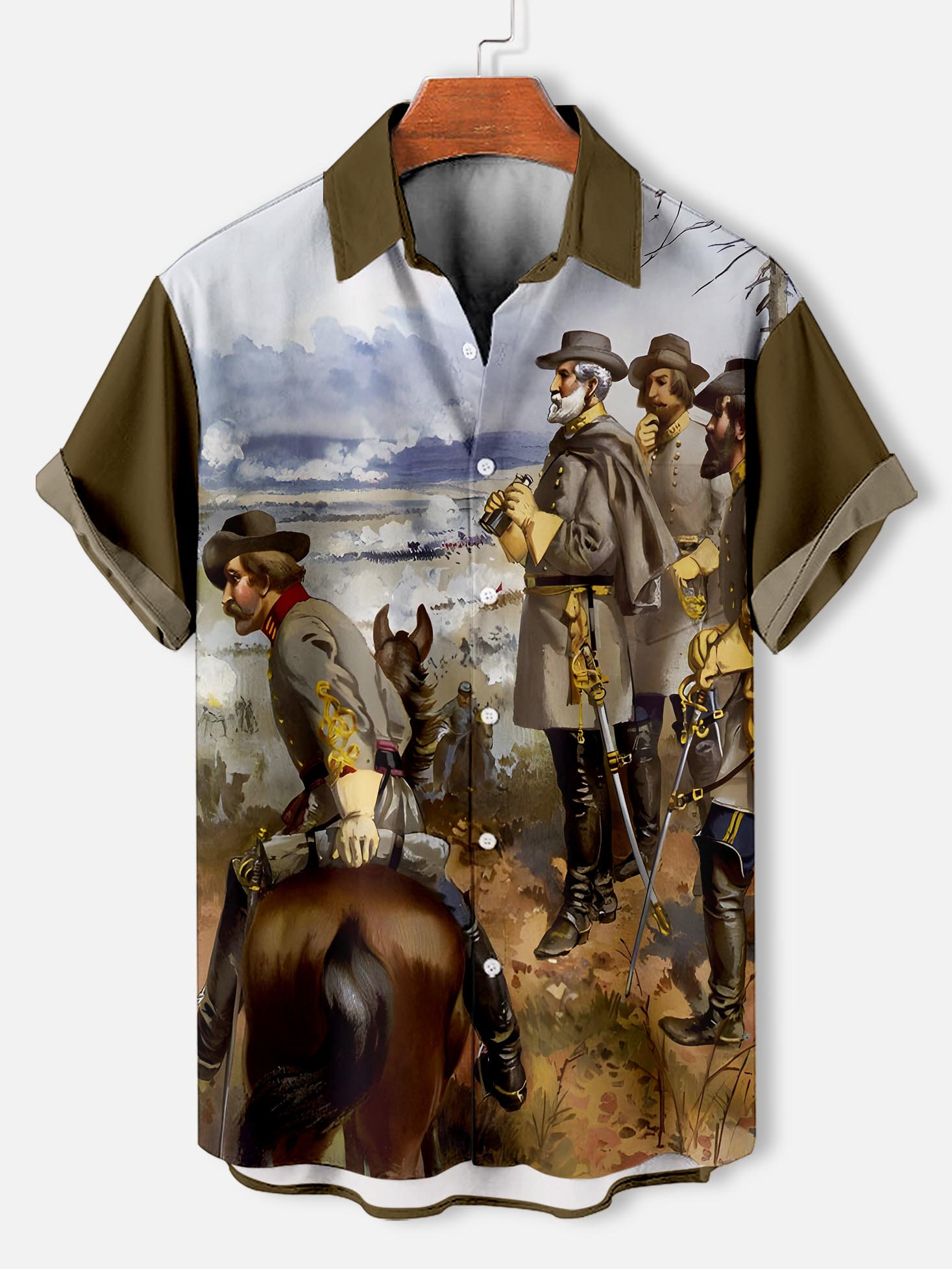 Men's retro illustration short sleeve shirt