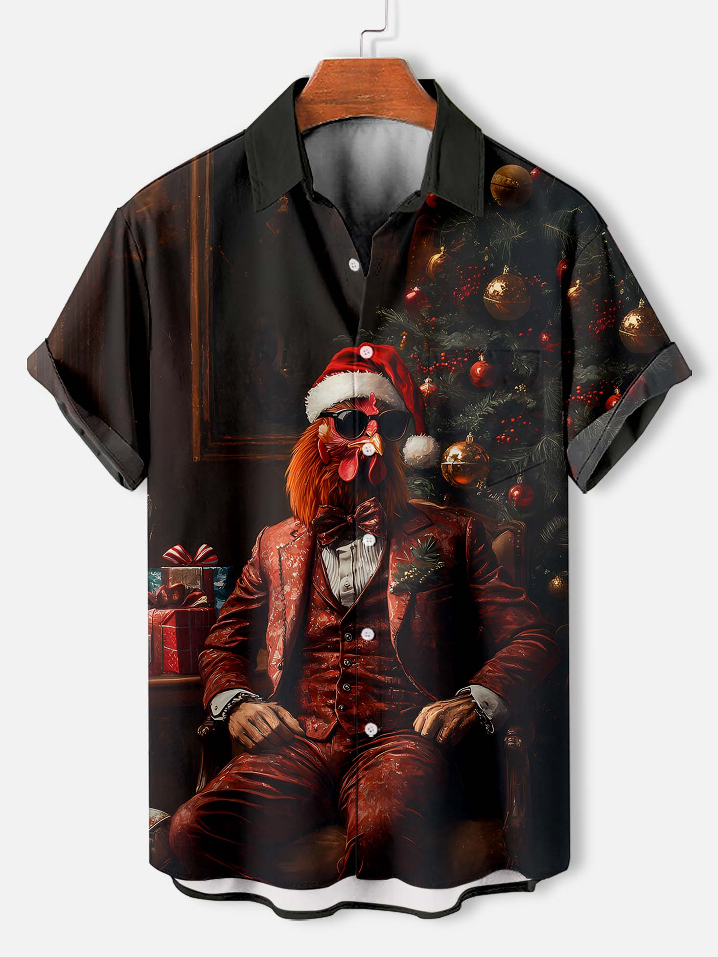 Men's Christmas Animal Graphic Short Sleeve Shirt