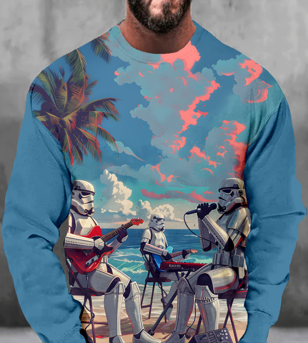 Men's Casual Classic Movie Graphic Long Sleeve Sweater