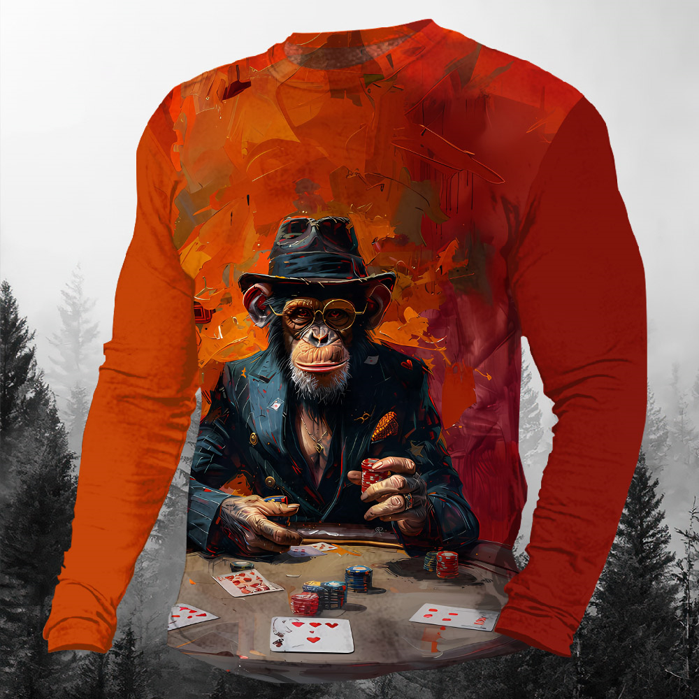 Men's Casual Cartoon Graphic Long Sleeve T-Shirt