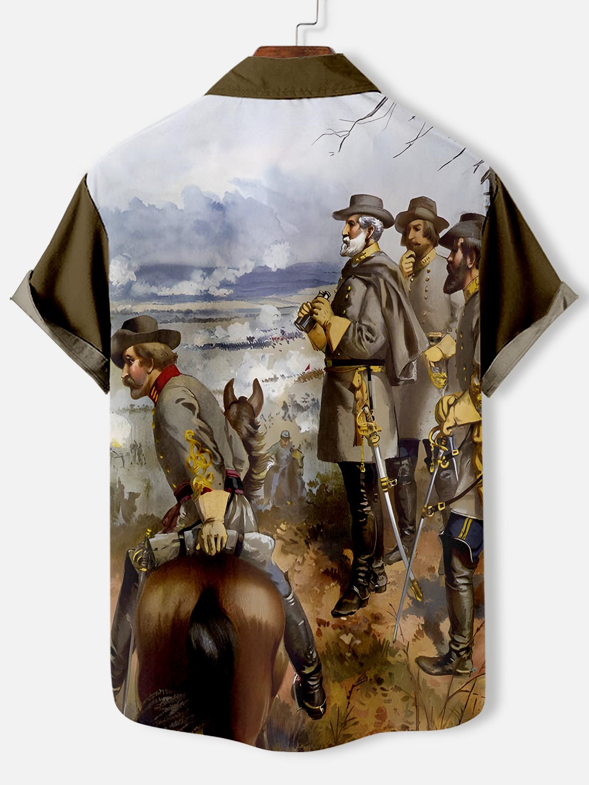 Men's retro illustration short sleeve shirt