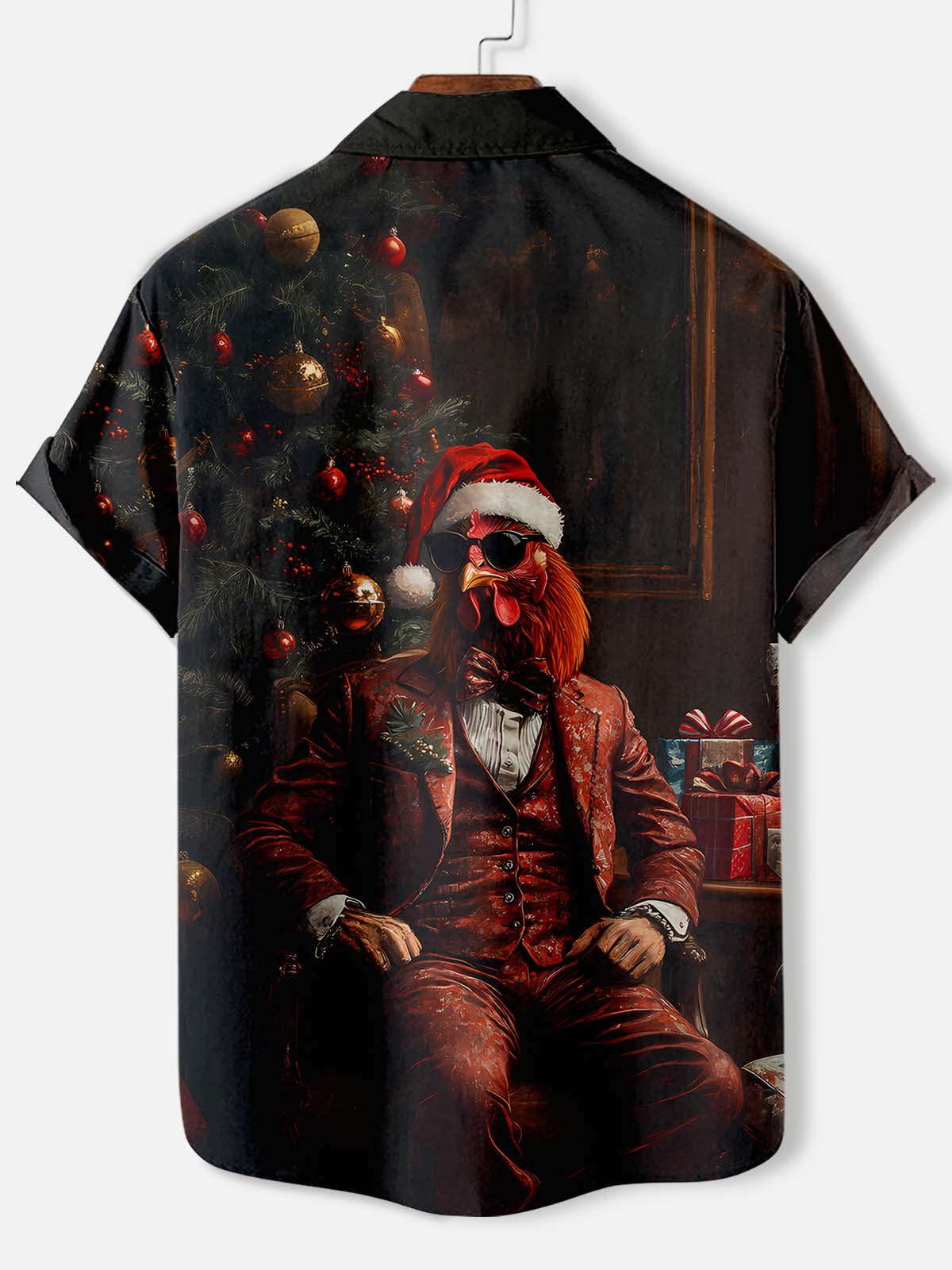 Men's Christmas Animal Graphic Short Sleeve Shirt