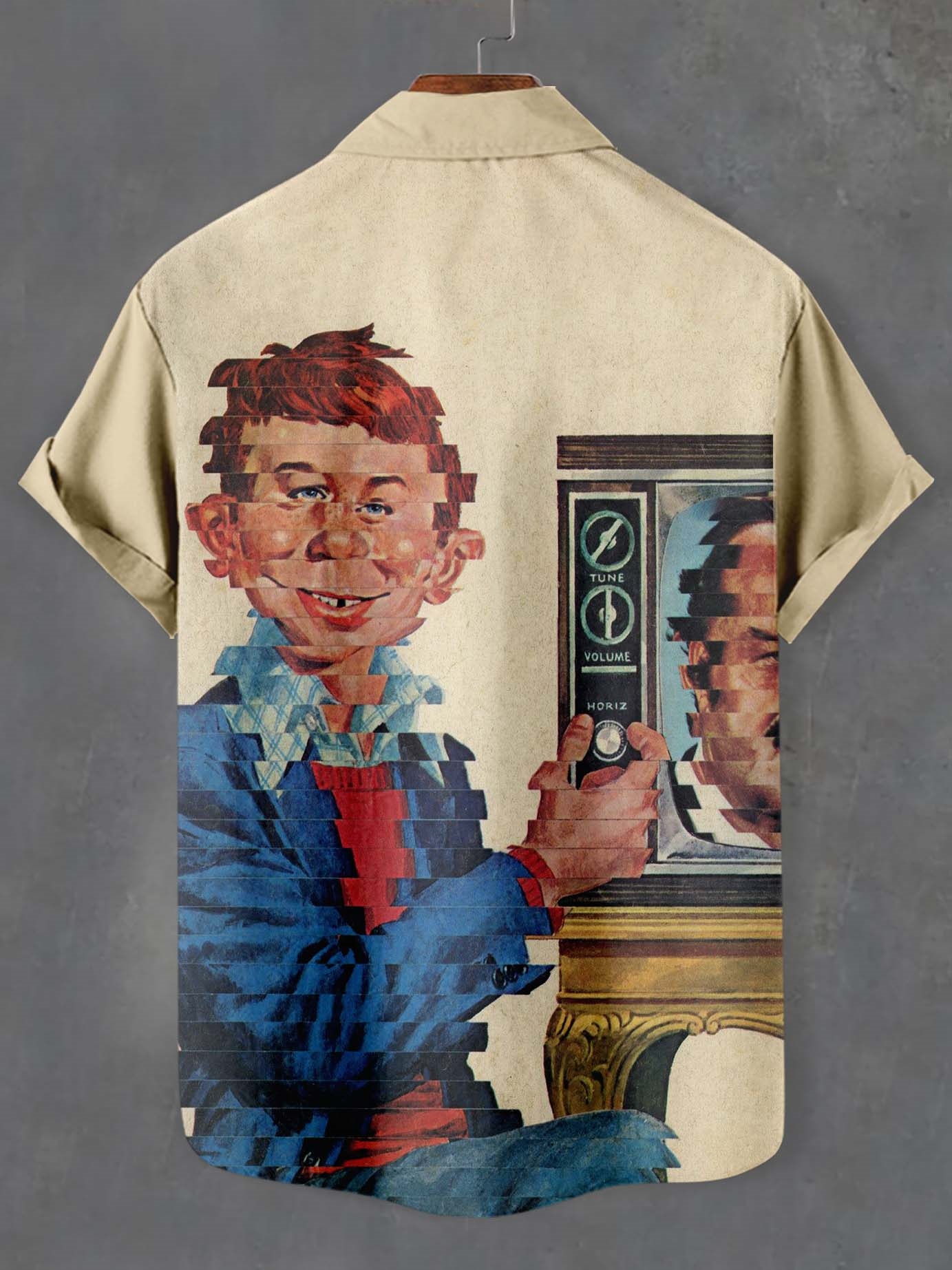 Men's Retro Anime Illustration Short Sleeve Shirt