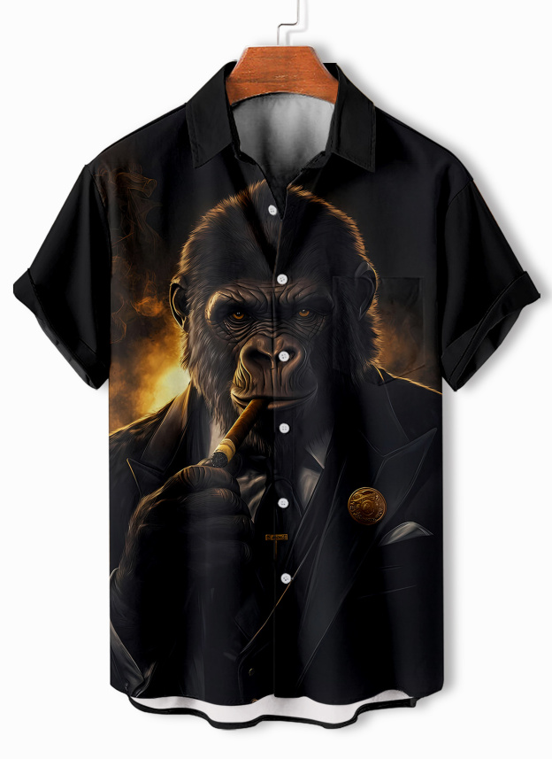 [Copy]Men's Classic Movie Godfather Animal Fun Graphic Short Sleeve Shirt