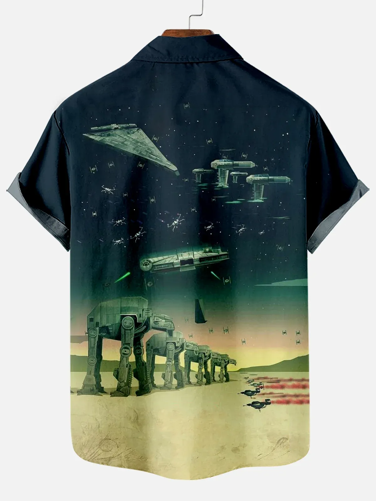 Spaceship machine element graphic short-sleeved shirt