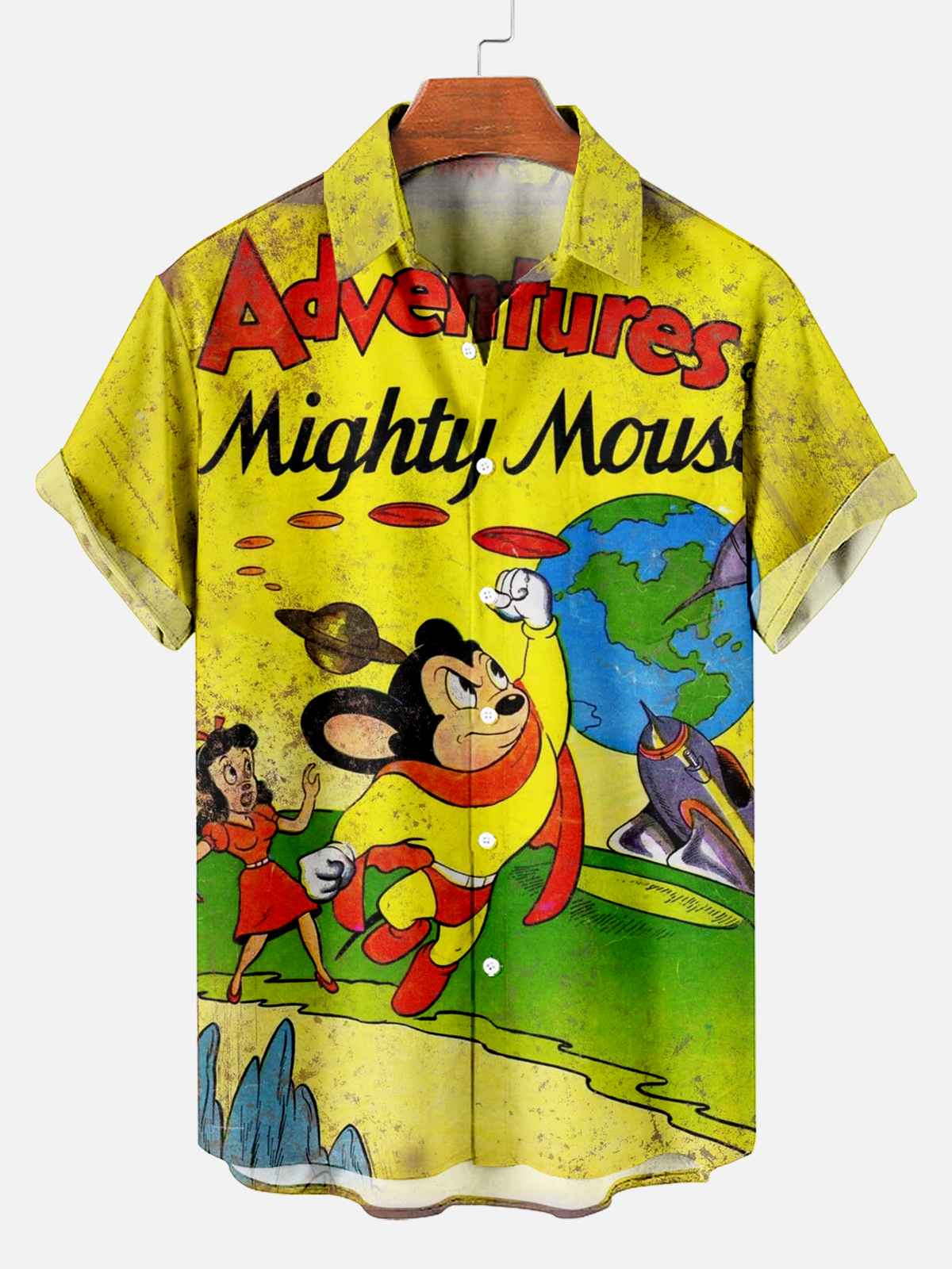Classic Retro Cartoon Pattern Short Sleeve Shirt