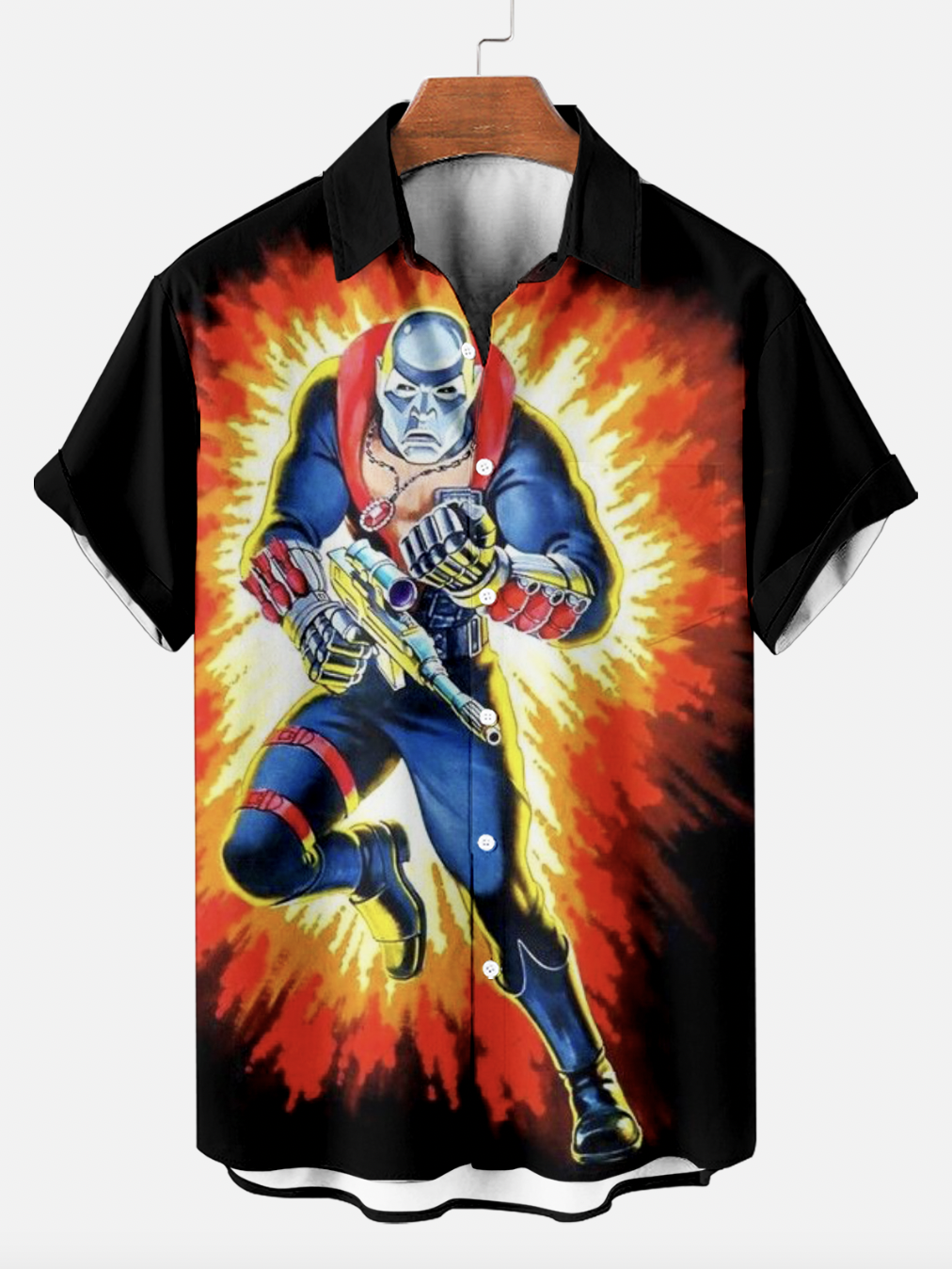 Men's Classic Retro War Cartoon Short Sleeve Shirt