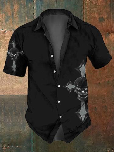Men's Retro Dark Skull Casual Short Sleeve Shirt