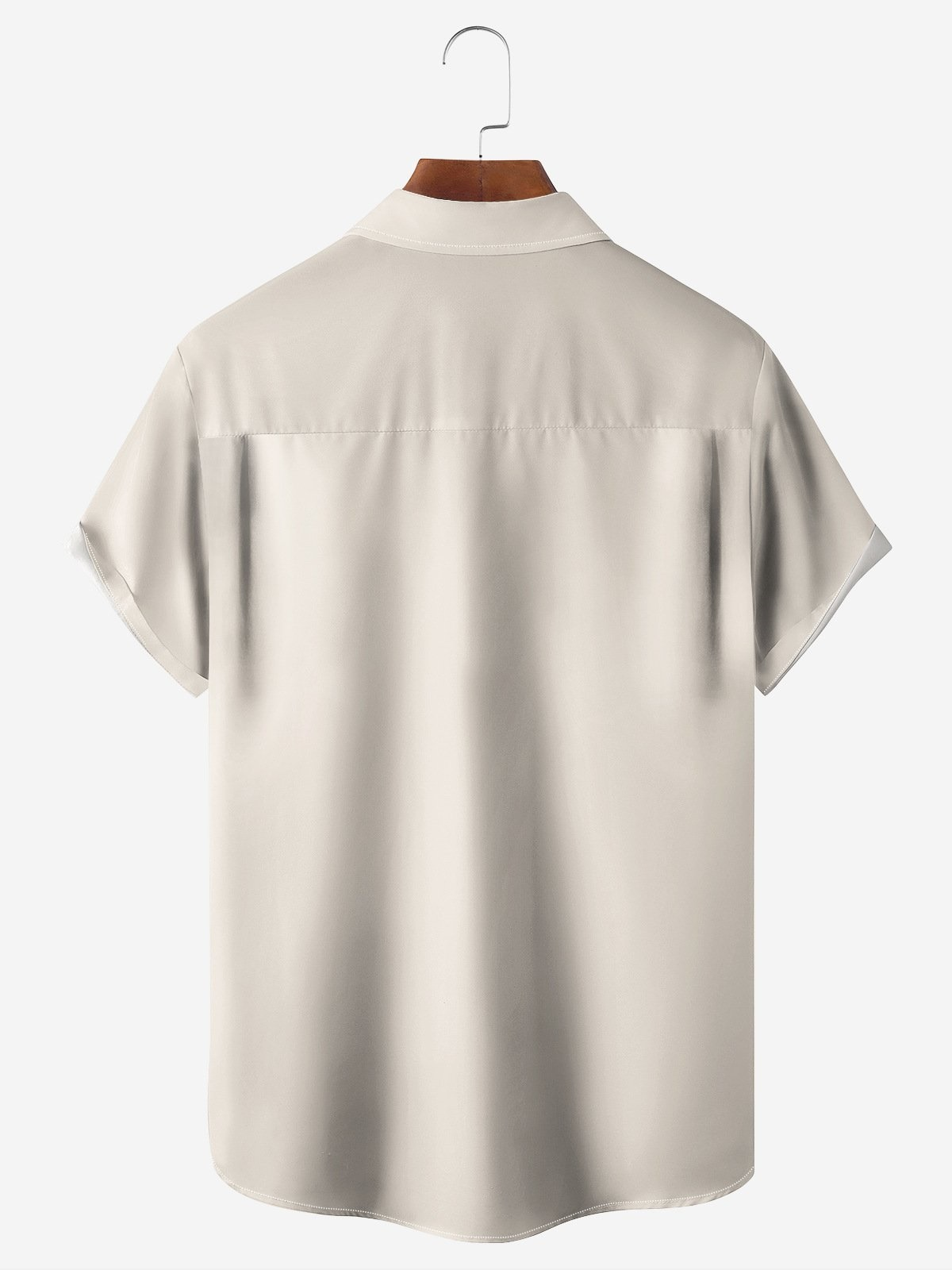 Leisure And Minimalist Khaki Color Lapel Neck Short Sleeve Shirt