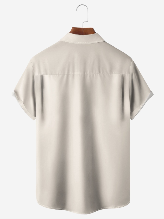 Leisure And Minimalist Khaki Color Lapel Neck Short Sleeve Shirt