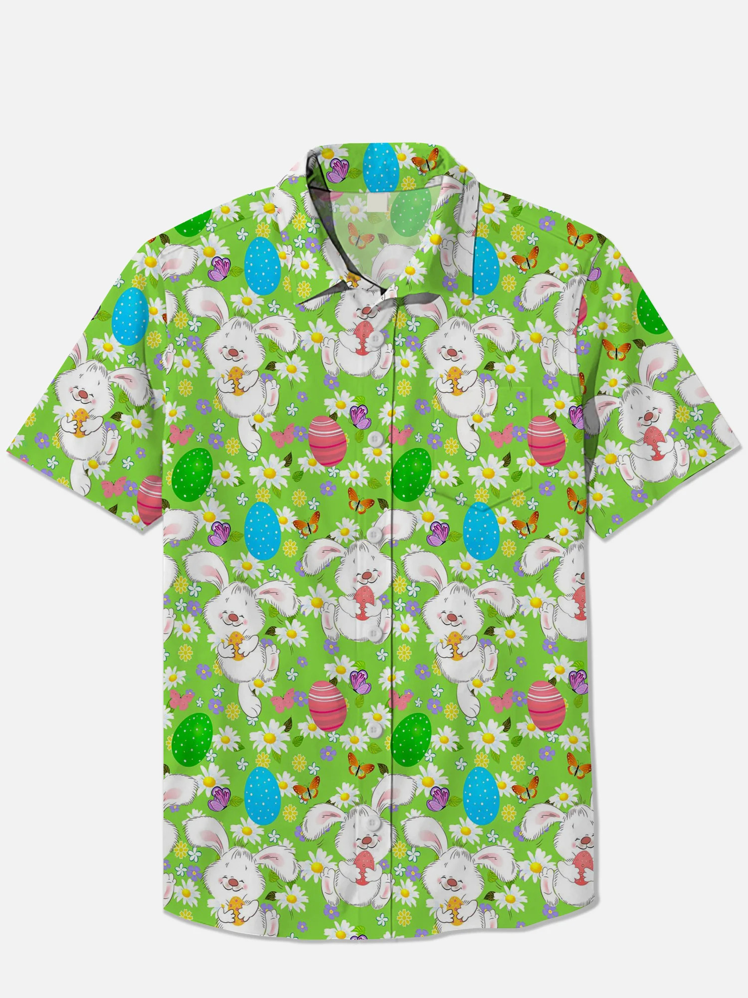 Men's Easter Print Short Sleeve Shirt
