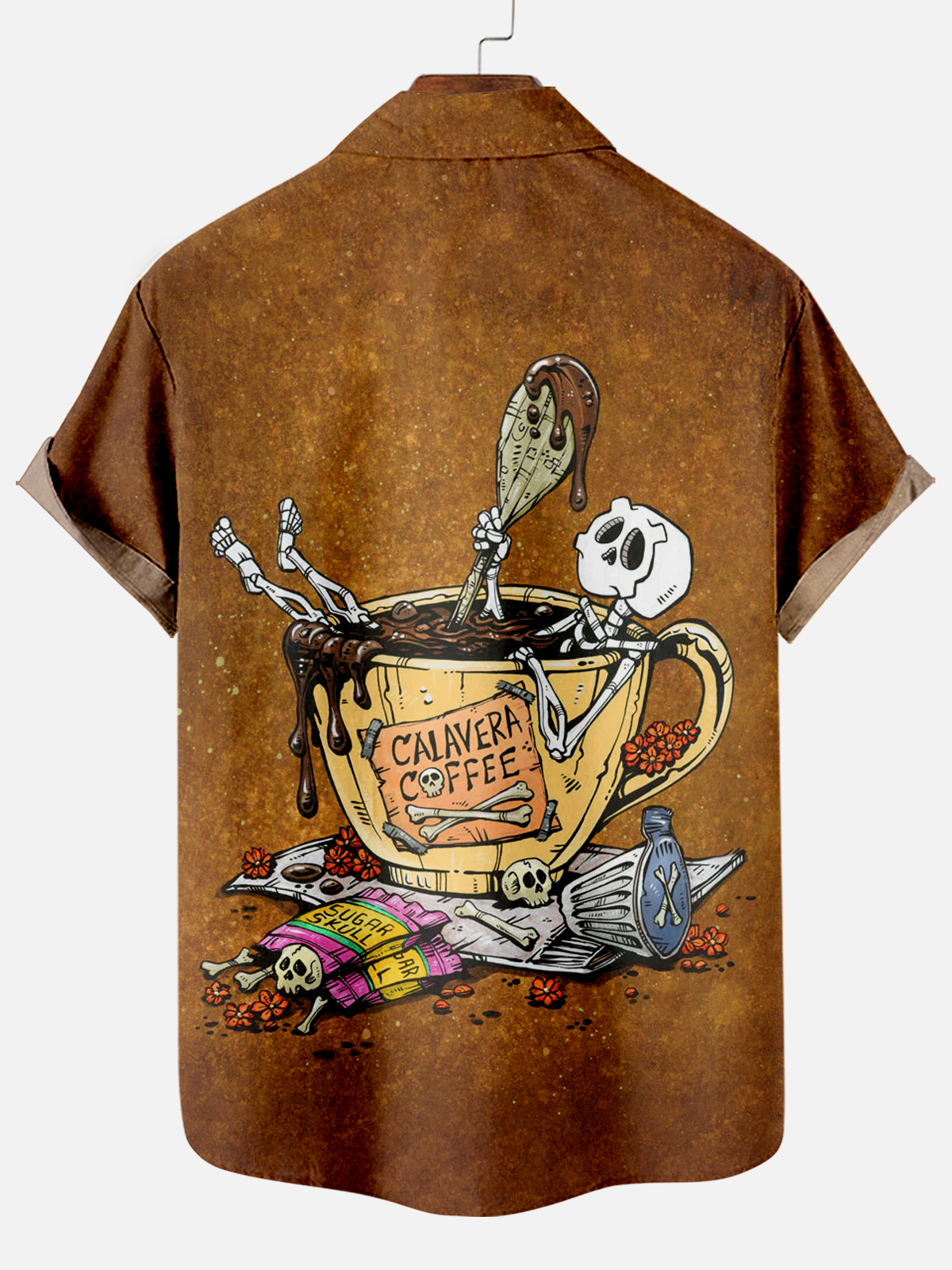 Men's Classic Day of the Dead Skull Graphic Short Sleeve Shirt