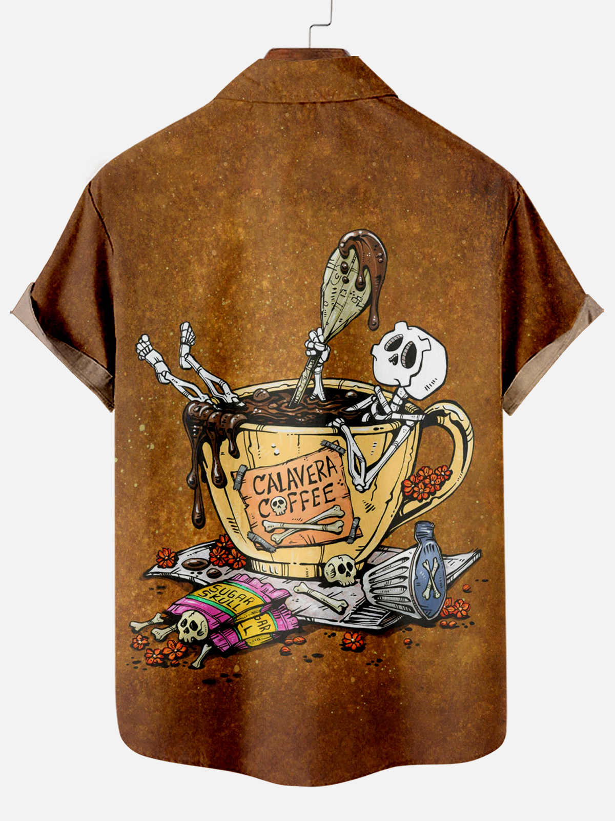 Men's Classic Day of the Dead Skull Graphic Short Sleeve Shirt
