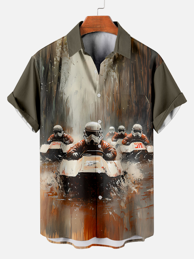 Men's Hawaiian Fun Little Yellow Duck Holiday Casual Short Sleeve Shir