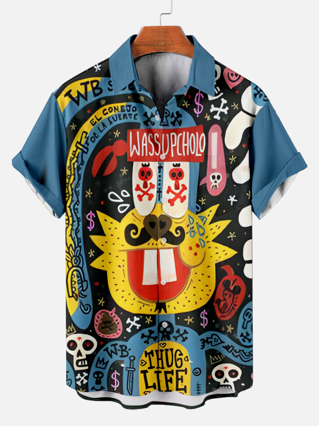 [Copy]Men's Vintage Witch Oil Painting Art Halloween Short Sleeve Shirt