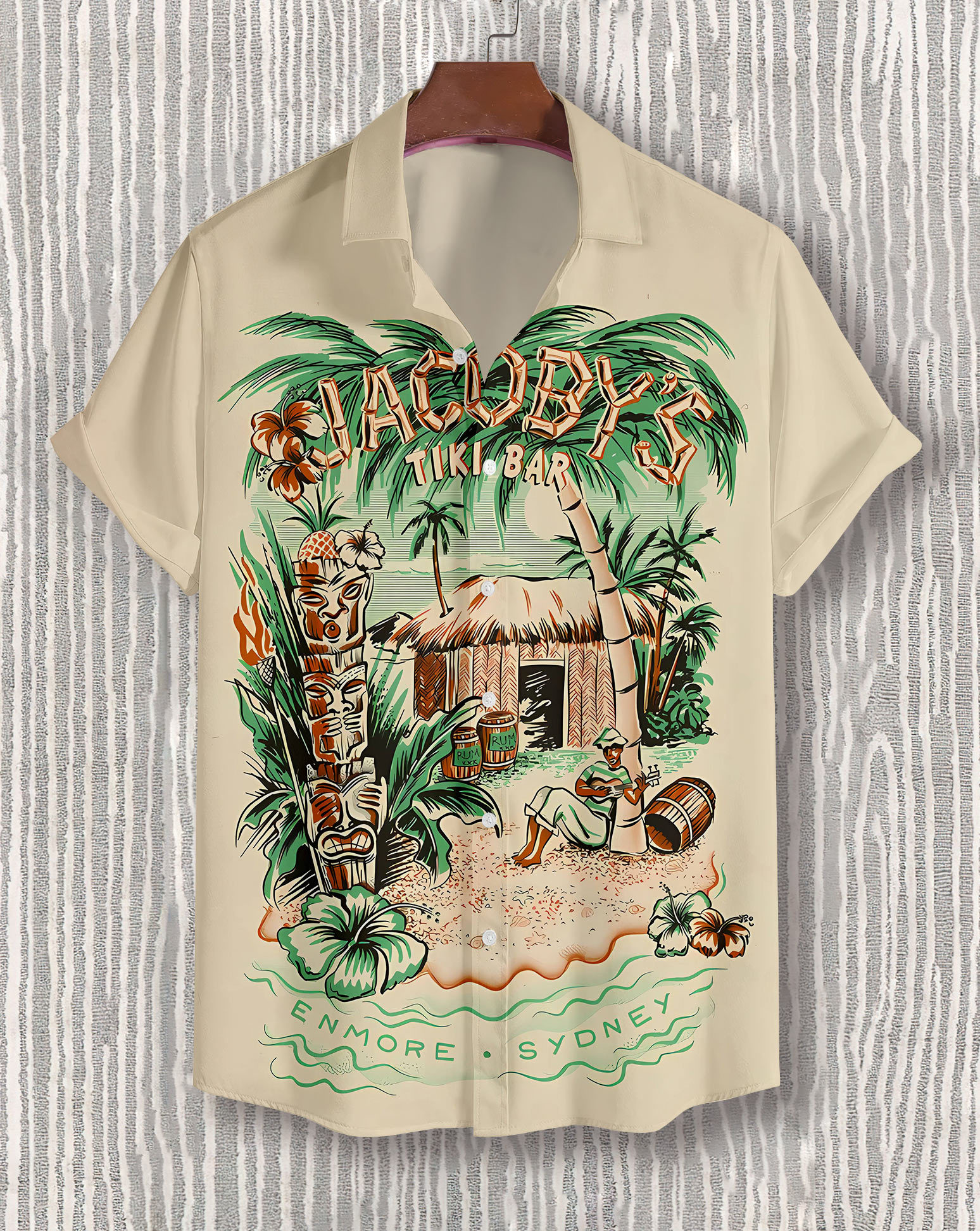 Men's Hawaiian Illustrated Short Sleeve Shirt