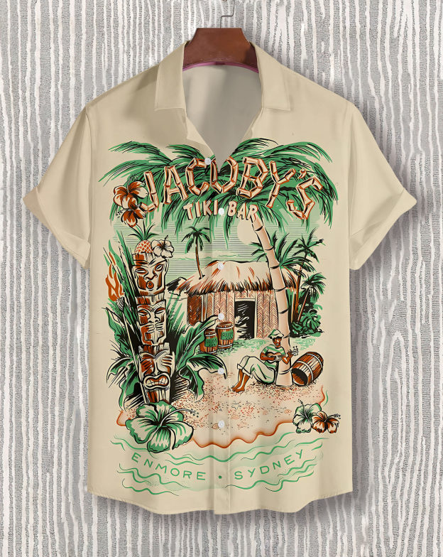 Men's Hawaiian Illustrated Short Sleeve Shirt