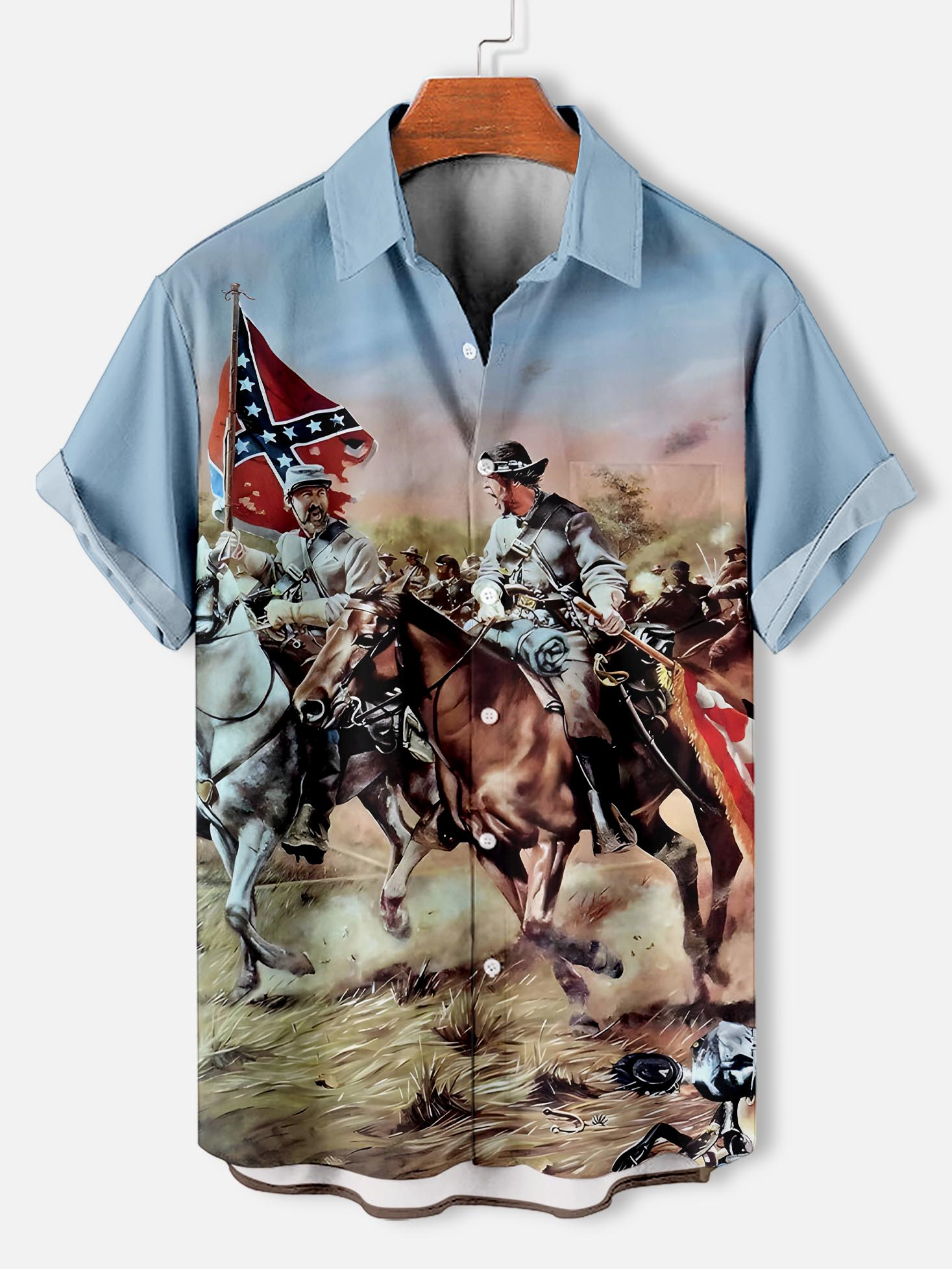 Men's retro illustration short sleeve shirt