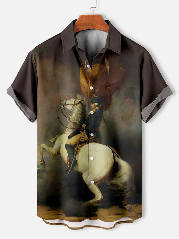 Men's American Revolutionary War Illustration short sleeve shirt