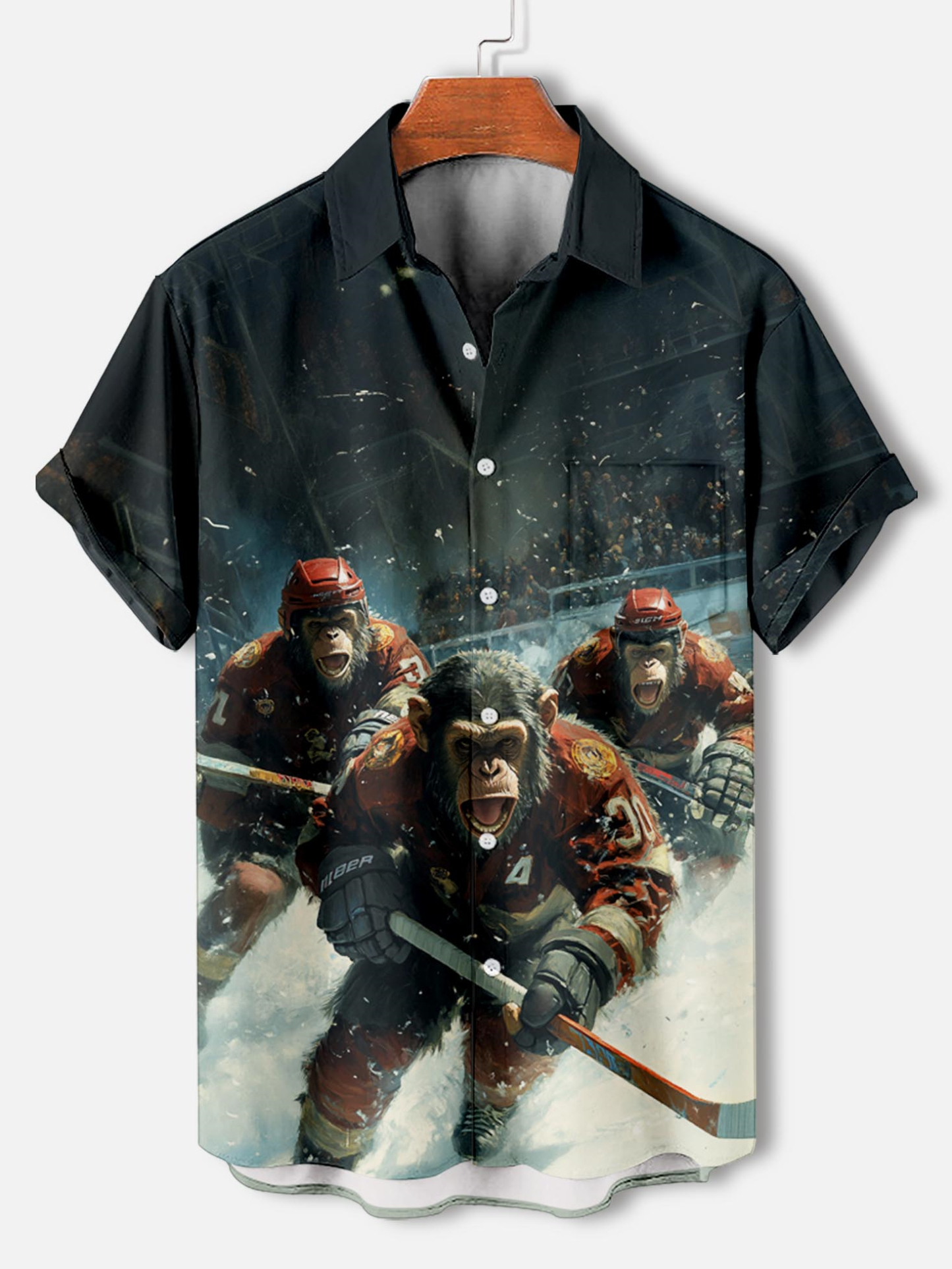 Men's Retro Animal Motion Graphic Short Sleeve Shirt