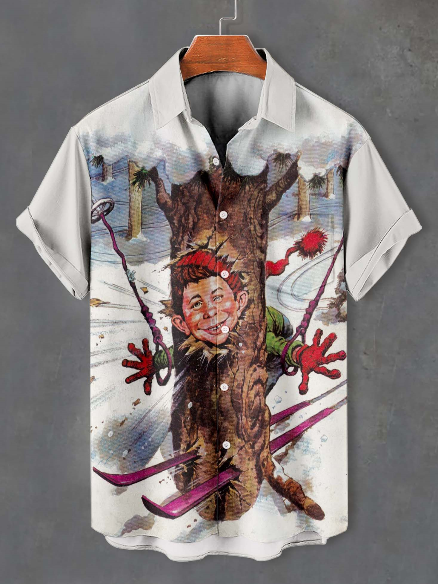 Men's Retro Anime Illustration Short Sleeve Shirt