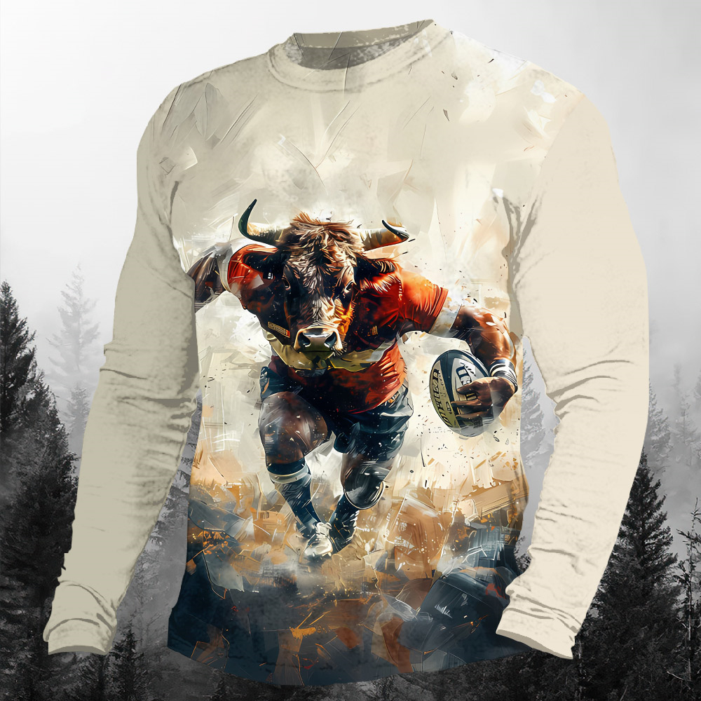 Men's Casual Cartoon Graphic Long Sleeve T-Shirt