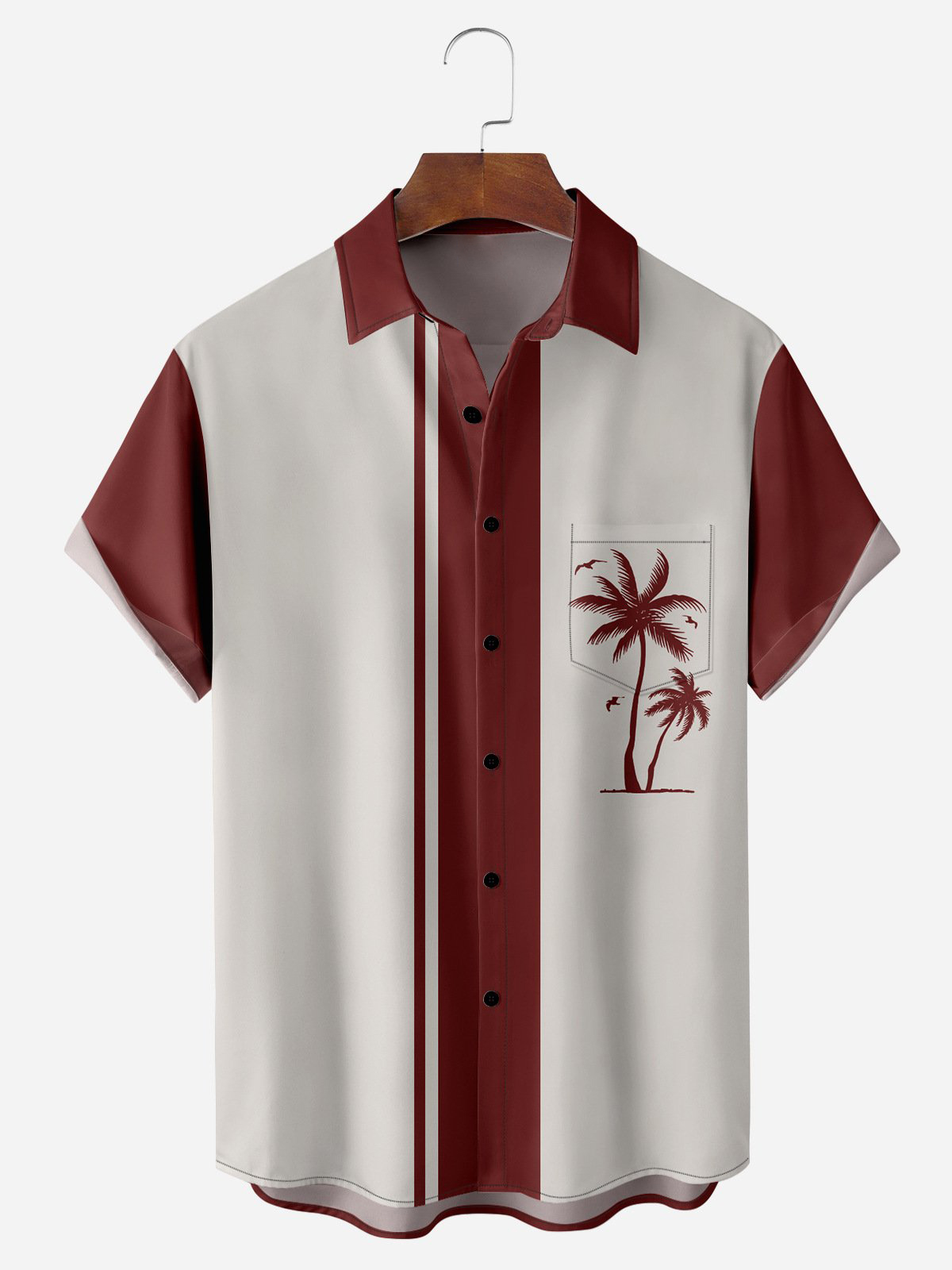 Christmas greetings from Santa Claus delivering gifts on a motorcycle Christmas Chest Pocket Short Sleeve Bowling Shirt