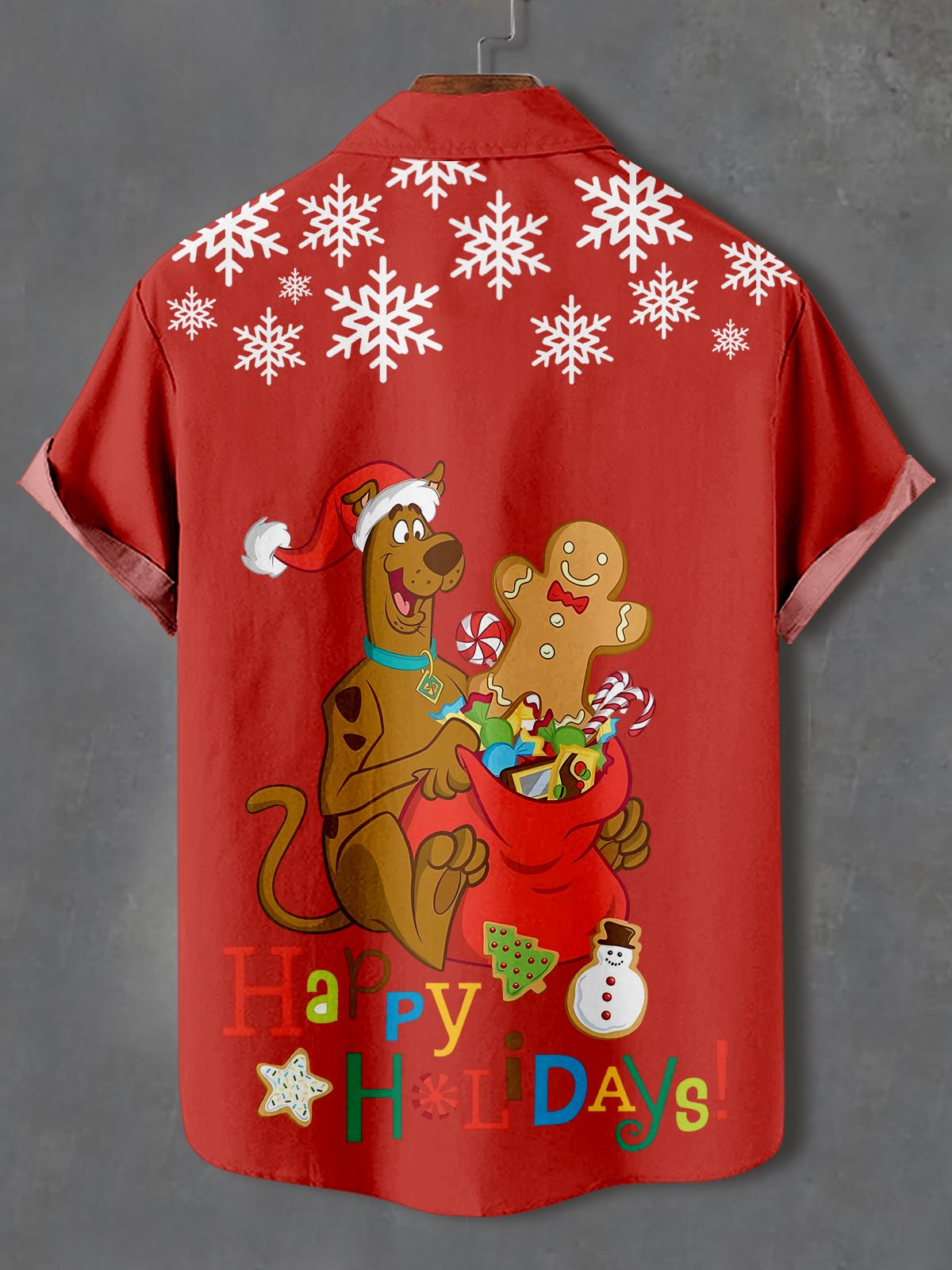 Men's Christmas Cartoon Graphic Short Sleeve Shirt