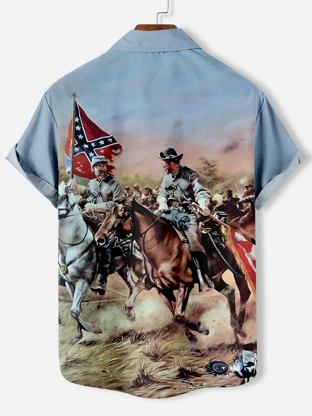 Men's retro illustration short sleeve shirt