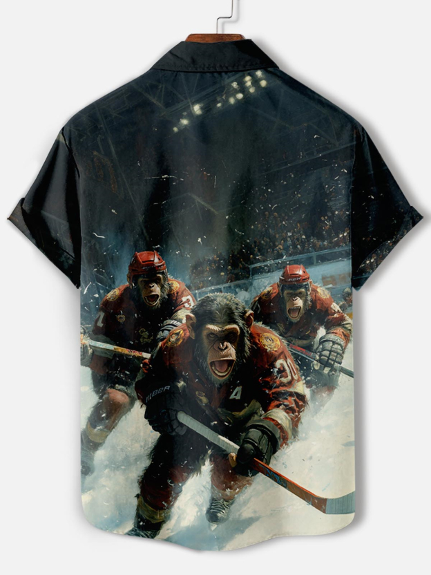 Men's Retro Animal Motion Graphic Short Sleeve Shirt