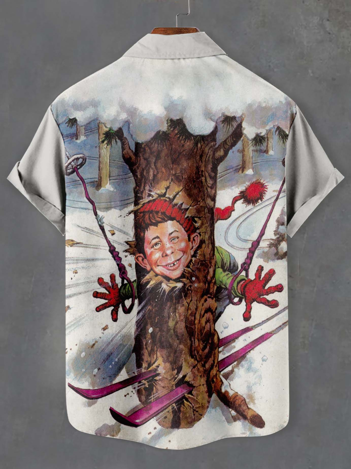 Men's Retro Anime Illustration Short Sleeve Shirt