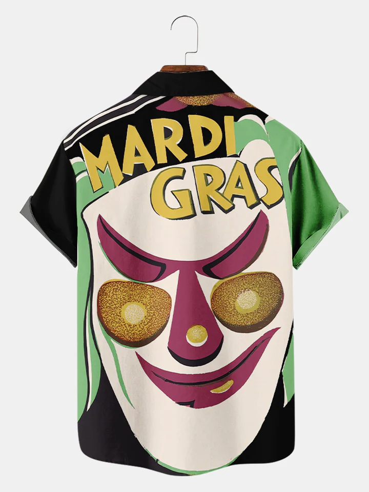 Men's Mardi Gras Elements Graphic Festive Short Sleeve Shirt