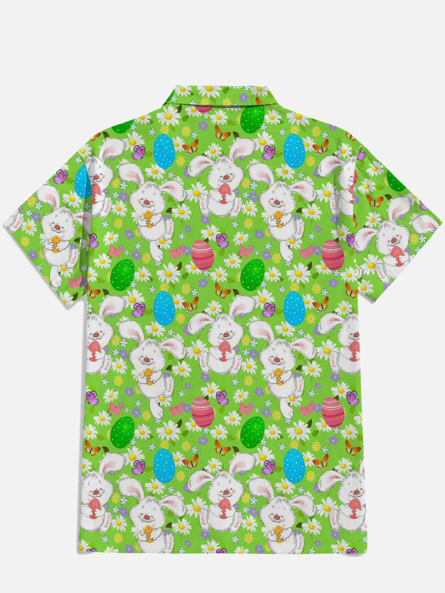 Men's Easter Print Short Sleeve Shirt