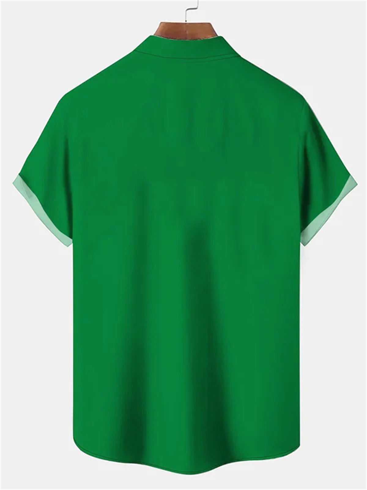 Men's cartoon Irish Saint Patrick holiday bowling ball printed pocket shirt