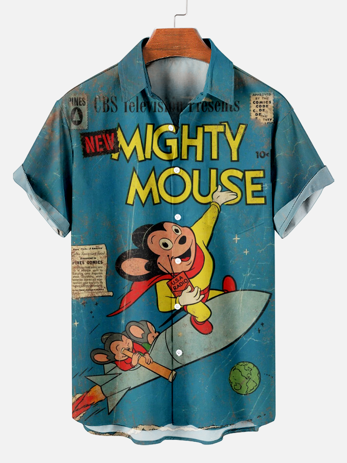 Classic Retro Cartoon Pattern Short Sleeve Shirt