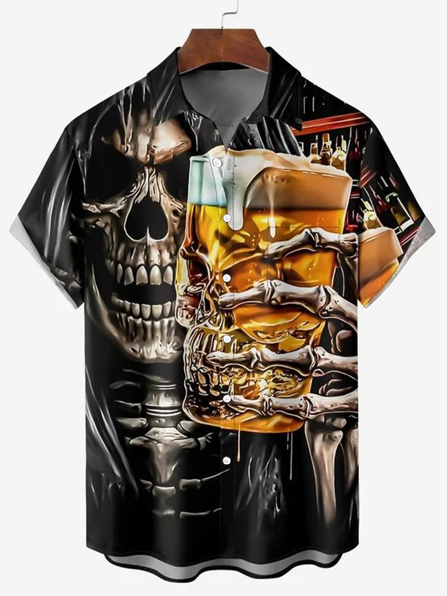 Metal Rock Star Pattern Chest Pocket Shirt