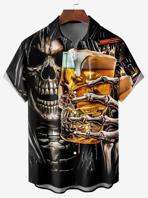 Metal Rock Star Pattern Chest Pocket Shirt